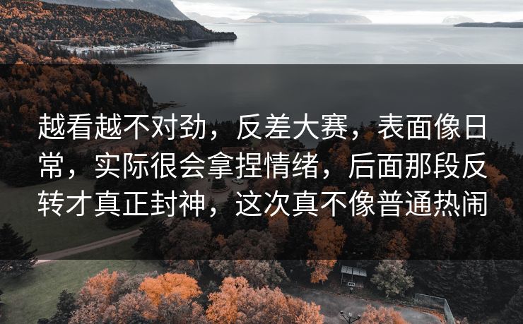 越看越不对劲,反差大赛,表面像日常,实际很会拿捏情绪,后面那段反转才真正封神,这次真不像普通热闹 越看越不对劲,反差大赛,表面像日常,实际很会拿捏情绪,后面那段反转才真正封神,这次真不像普通热闹