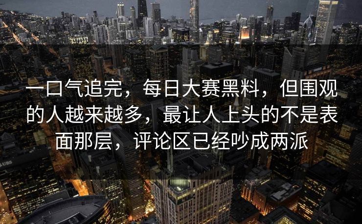 一口气追完，每日大赛黑料，但围观的人越来越多，最让人上头的不是表面那层，评论区已经吵成两派