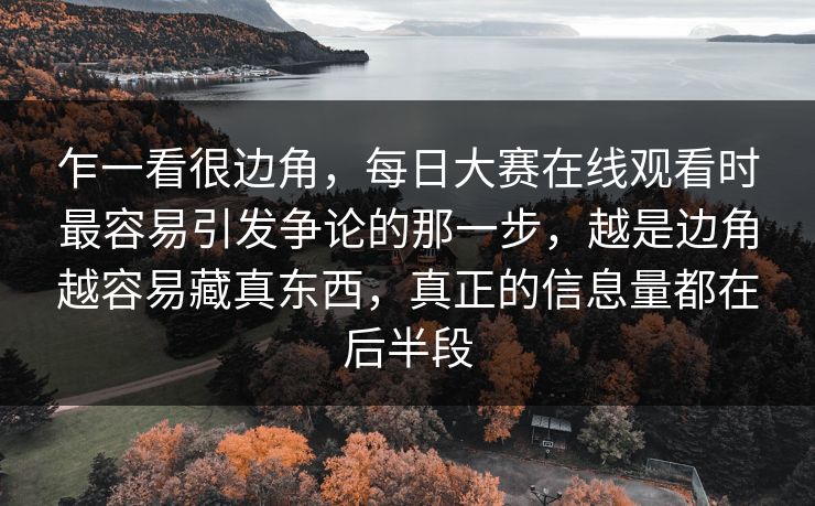 乍一看很边角，每日大赛在线观看时最容易引发争论的那一步，越是边角越容易藏真东西，真正的信息量都在后半段